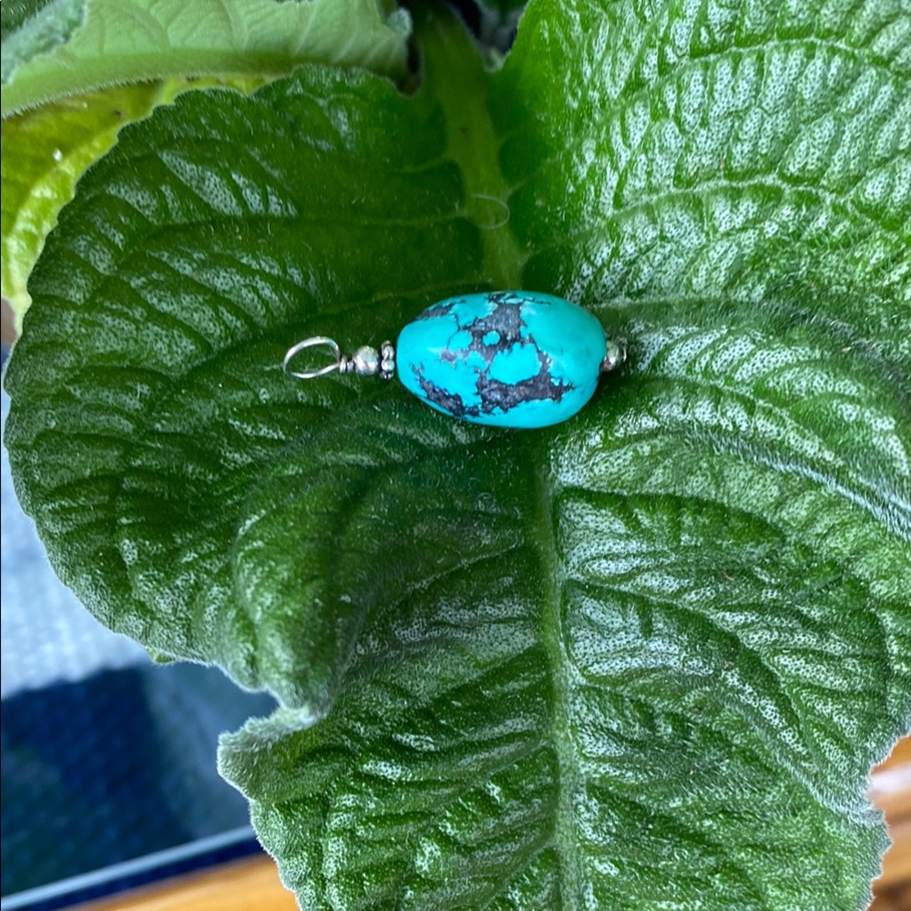 Turquoise & Sterling Silver Drop Pendant - Picture 4 of 6